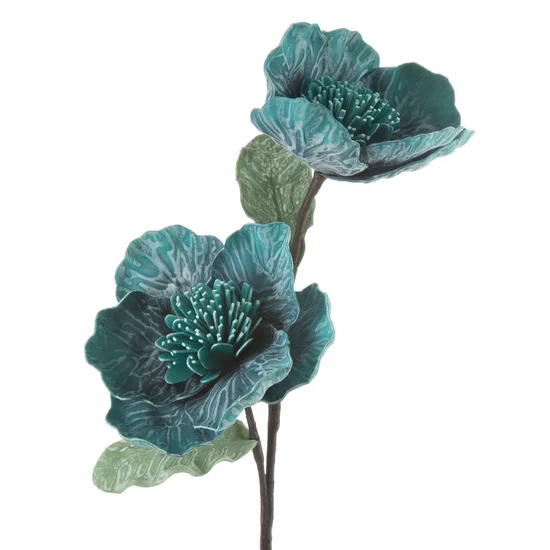 DALIA kwiat dekoracyjny na gałązce z plastycznej pianki foamiran - ∅ 18 x 60 cm - turkusowy