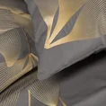 REINA LINE pościel HAFT  z satyny bawełnianej zdobiona haftowanymi liśćmi - 160 x 200 cm - stalowy 6