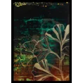 Obraz GINKO z nadrukiem liści miłorzębu w czarnej ramce - 53 x 73 cm - rudy 1