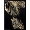 Obraz z nadrukiem błyszczących złotych liści w czarnej ramce - 53 x 73 cm - czarny 1