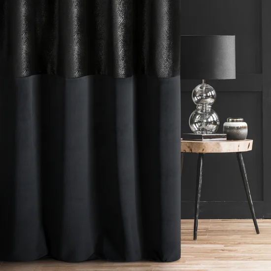 Zasłona AMELIA z dwóch rodzajów miękkiego welwetu w eleganckiej czerni - 140 x 270 cm - czarny