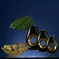 Wazon ceramiczny MIRA z otworem czarno-złoty - 19 x 8 x 30 cm - czarny 6
