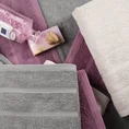 Ręcznik z ozdobną bordiurą w pasy - 50 x 90 cm - liliowy 4