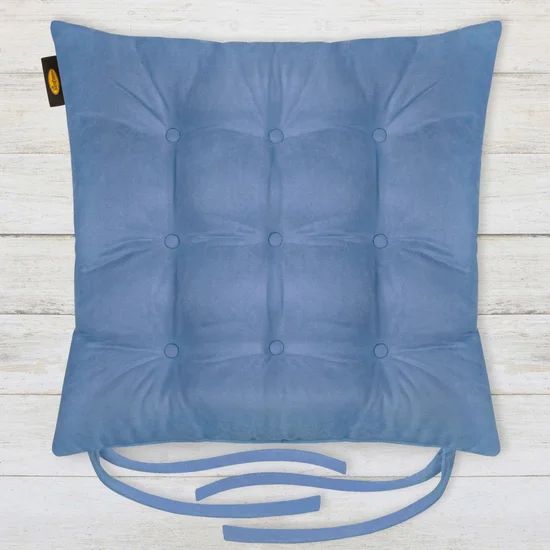 ADORE dwustronna welurowa poduszka siedziskowa na krzesło z dziewięcioma pikowaniami, gramatura 195 g/m2 - 40 x 40 x 6 cm - niebieski
