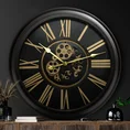 Dekoracyjny zegar ścienny w stylu retro z ruchomymi kołami zębatymi - 64 x 11 x 64 cm - czarny 7