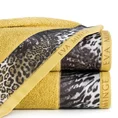 EWA MINGE Ręcznik AGNESE  z bordiurą zdobioną designerskim nadrukiem z motywem zwierzęcym - 50 x 90 cm - musztardowy 1