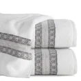 Ręcznik bawełniany  MALIKA 70X140 cm z żakardową bordiurą z wzorem podkreślonym błyszczącą nicią biały - 70 x 140 cm - biały 1