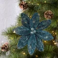 Świąteczny kwiat z miękkiej tkaniny z połyskliwymi włoskami - 15 cm - niebieski 1