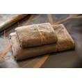 LIMITED COLLECTION ręcznik ALISMA 2 z welwetową bordiurą z  wzorem dużych liści CIEPŁO BRĄZÓW - 50 x 90 cm - brązowy 10