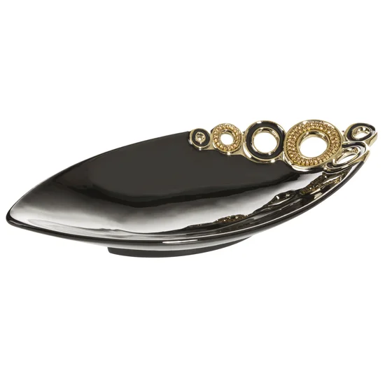Misa ELEN z dolomitu z ażurową aplikacją zdobiona kryształami czarno-złota - 40.5 x 19 x 6 cm - czarny