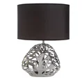 Lampka stołowa DAKOTA  na ceramicznej ażurowej podstawie z abażurem z matowej tkaniny - 37 x 19 x 52 cm - srebrny 3