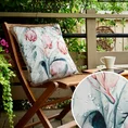 Poszewka GARDEN na taras oraz balkon z tkaniny wodoodpornej zdobiona nadrukiem kwiatów i frędzli - 45 x 45 cm - biały 1