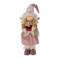 Figurka świąteczna DOLL elf w zimowym stroju z miękkich tkanin - 14 x 13 x 51 cm - różowy 1