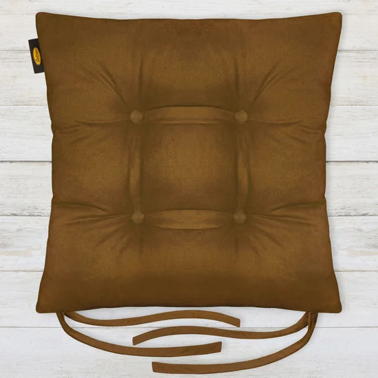 ADORE dwustronna welurowa poduszka siedziskowa na krzesło z czterema pikowaniami, gramatura 195 g/m2 - 40 x 40 x 8 cm - jasnobrązowy