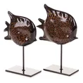 Ryba - figurka dekoracyjna GRETA ze szkła artystycznego i metalu - 13 x 6 x 19 cm - brązowy 3