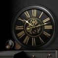 Dekoracyjny zegar ścienny w stylu retro z ruchomymi kołami zębatymi - 64 x 11 x 64 cm - czarny 6