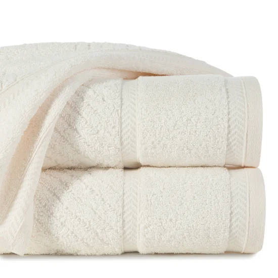 REINA LINE Ręcznik z bawełny zdobiony wzorem w zygzaki z gładką bordiurą - 30 x 50 cm - kremowy