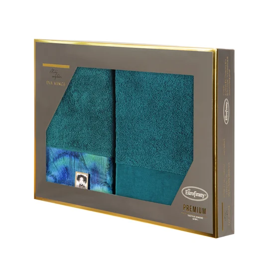 EWA MINGE Komplet ręczników CAMILA w eleganckim opakowaniu, idealne na prezent! - 2 szt. 50 x 90 cm - turkusowy