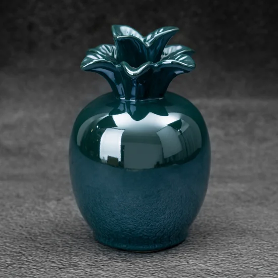 Ananas - figurka ceramiczna SIMONA z perłowym połyskiem - ∅ 9 x 14 cm - turkusowy
