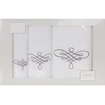 Komplet ręczników z ornamentowym haftem w kartonowym opakowaniu - 56 x 36 x 7 cm - biały 1