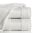 Ręcznik BAMBO02 w kolorze białym, z domieszką włókien bambusowych, z ozdobną bordiurą z geometrycznym wzorem - 50 x 90 cm - biały 1