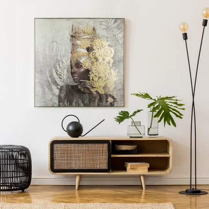 Obraz BELLA nadruk na płótnie w złotej ramie Obraz BELLA nadruk na płótnie w złotej ramie - 80 x 80 cm