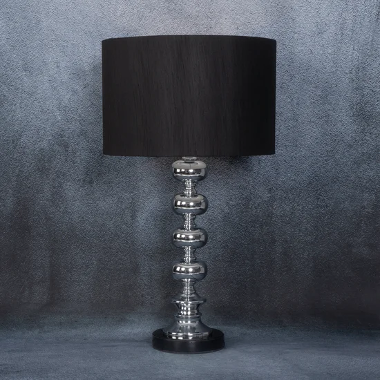 Lampa stołowa NIKI na podstawie z marmuru i metalu z abażurem z matowej tkaniny - 36 x 23 x 61 cm - srebrny