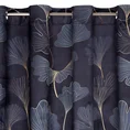 Zasłona GINKO z miękkiego welwetu z nadrukiem liści miłorzębu - 140 x 250 cm - grafitowy 4