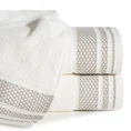 Ręcznik bawełniany SUZANA o ryżowej strukturze z żakardową bordiurą - 70 x 140 cm - kremowy 1