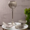 Okrągła patera dekoracyjna AMELI z lustrzanym blatem i ażurowym obrzeżem z metalu, srebrna - ∅ 22 x 11 cm - srebrny 3