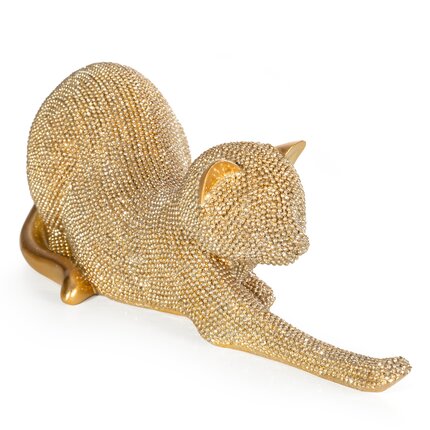 KOT - figurka dekoracyjna ELDO 2 o drobnym strukturalnym wzorze 26 x 9 x 9 cm złoty