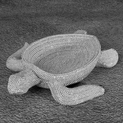 Żółw - figurka dekoracyjna ELDO o drobnym strukturalnym wzorze, srebrna Żółw - figurka dekoracyjna ELDO o drobnym strukturalnym wzorze, srebrna - 20 x 9 x 6 cm