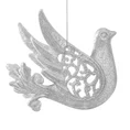 Ozdoba choinkowa PTASZEK dekorowana brokatem - 12 x 10 cm - srebrny 2