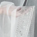 Tkanina firanowa, matowa z delikatnym deszczykiem, zdobiona geometrycznym haftem - 180 cm - biały 2