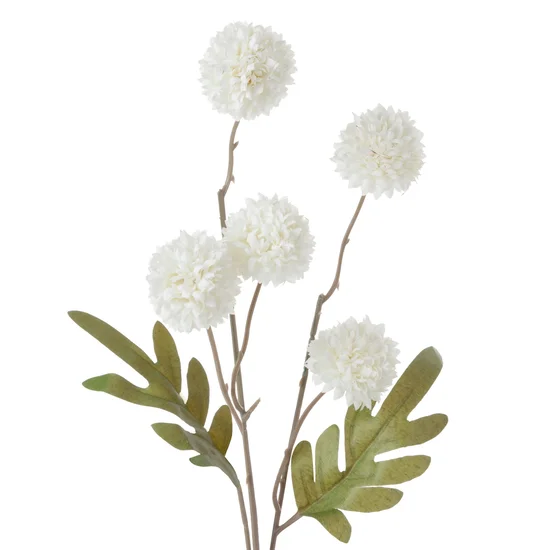 CHRYZANTEMA  kwiat sztuczny dekoracyjny z płatkami z jedwabistej tkaniny - 52 cm - biały