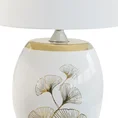 Lampka na podstawie z dolomitu z motywem złotych liści miłorzębu - 18 x 18 x 40 cm - biały 5