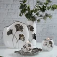 Patera ceramiczna BILOBA z motywem liści miłorzębu biało-srebrna - 30 x 15 x 3 cm - biały 3