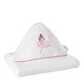 Ręcznik BABY z aplikacją z baletnicą z efektem 3D i kapturem - 75 x 75 cm - biały 1