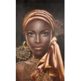 Obraz MYSTERY portret kobiety w chuście ręcznie malowany na płótnie - 60 x 100 cm - brązowy 1