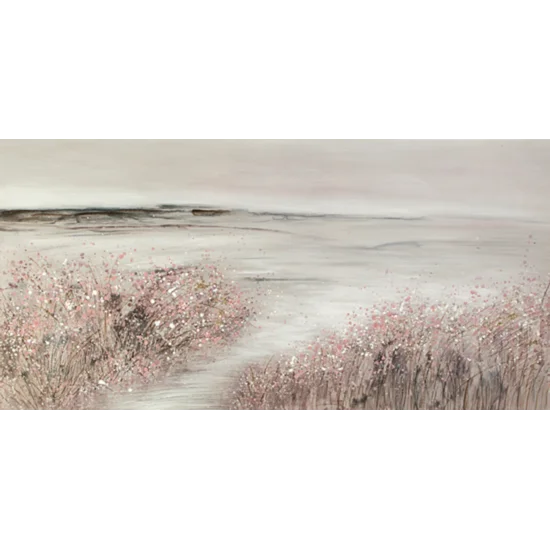 Obraz LANDSCAPE ręcznie malowany na płótnie - 140 x 70 cm - popielaty