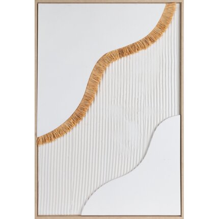 Obraz z wyraźną strukturą w stylu boho oprawiony w ramę 60 x 90 cm biały,beżowy | Eurofirany