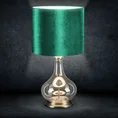 Lampa stołowa KIM na podstawie z przezroczystego szkła ze szmaragdowym abażurem z lśniącego welwetu - ∅ 32 x 61 cm - ciemnozielony 1