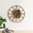 Dekoracyjny zegar ścienny z rzymskimi cyframi i ruchomymi kołami zębatymi w stylu shabby chic, 37 cm średnicy - 37 x 7 x 37 cm - popielaty 4