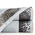 EWA MINGE Ręcznik AGNESE  z bordiurą zdobioną designerskim nadrukiem z motywem zwierzęcym - 50 x 90 cm - srebrny 1