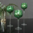 Świecznik szklany VERRE na wysmukłej nóżce z zielonym kielichem - ∅ 9 x 30 cm - biały 4