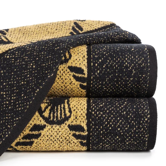 Ręcznik DORIAN melanżowy z geometrycznym wzorem z motywem wachlarzy - 30 x 50 cm - czarny