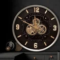 Dekoracyjny zegar ścienny w stylu industrialnym z ruchomymi kołami zębatymi - 60 x 8 x 60 cm - srebrny 4