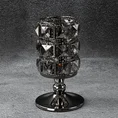 Świecznik HANA 3 na wysmukłej metalowej czarnej nóżce z kloszem z kryształów - ∅ 10 x 18 cm - czarny 1