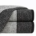 Ręcznik LEON z żakardowym wzorem w paski - 50 x 90 cm - czarny 1