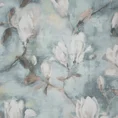 Zasłona GRACJA z miękkiego welwetu z motywem malowanych pędzlem magnolii - 140 x 270 cm - stalowy 11